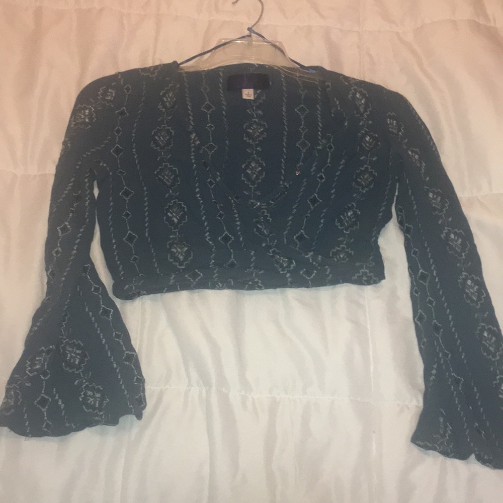 Blue long sleeve crop top Francesca